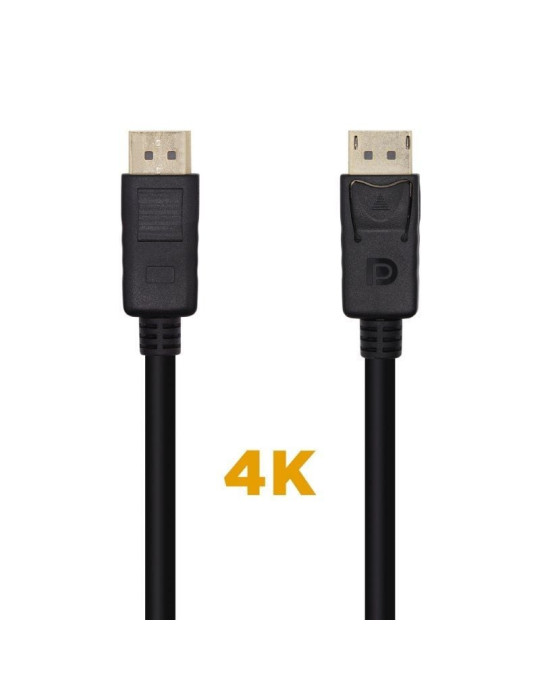 Cable DisplayPort 1.2 4K Aisens A124-0455/ DisplayPort Macho - DisplayPort Macho/ 1m/ Negro