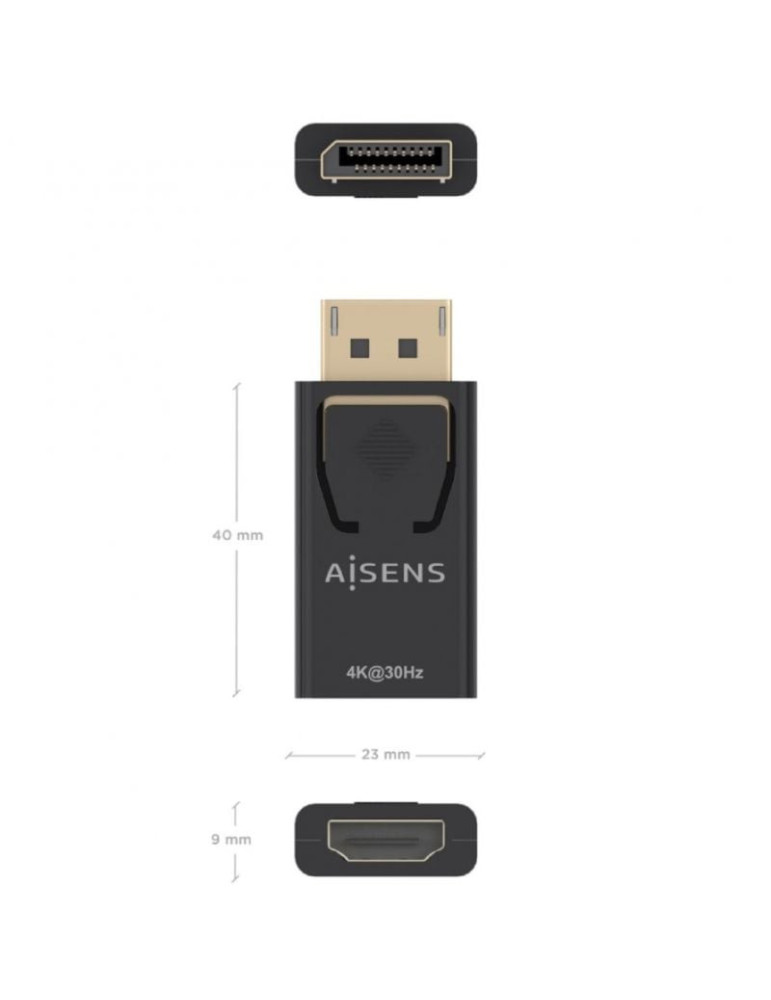 Conversor Aisens A125-0949/ DisplayPort Macho - HDMI Hembra/ Negro