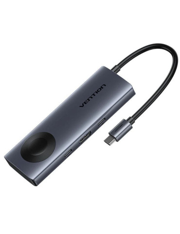 Docking USB Tipo-C con Carga Inalámbrica Vention TPMHB/ 1xHDMI 4K/ 2xUSB/ 1xUSB Tipo-C/ 1xUSB Tipo-C PD/ Gris