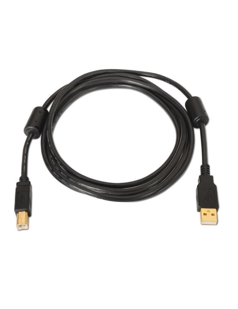 Cable USB 2.0 Impresora Aisens A101-0010/ USB Tipo-B Macho - USB Macho/ 3m/ Negro