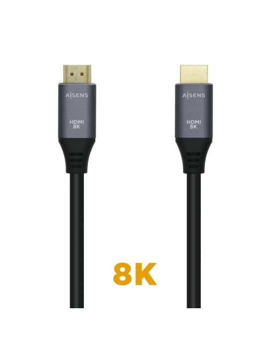 Cable HDMI 2.1 8K Aisens A150-0426/ HDMI Macho - HDMI Macho/ 1m/ Gris Negro