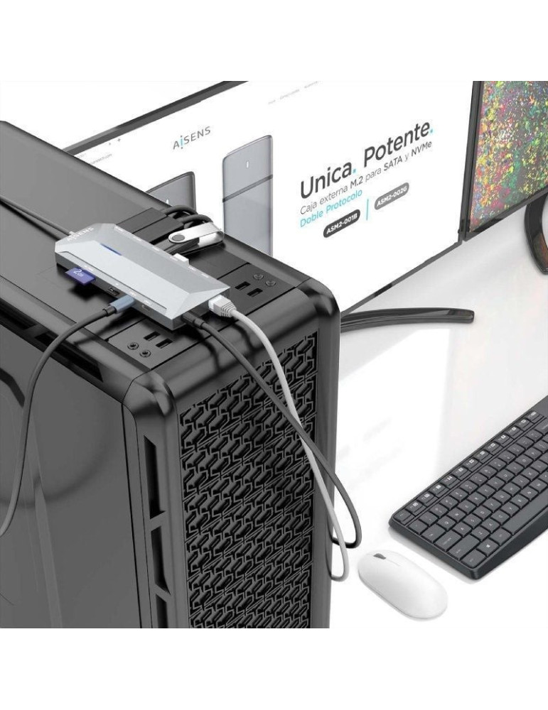 Docking USB Tipo-C Aisens ASUC-12P005-GR/ 2xHDMI 4K/ 3xUSB/ 2xUSB Tipo-C/ 1xRJ45/ 1xAudio/ 1xLector Tarjetas/ 1x Jack/ 1xUSB Tip