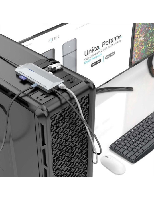 Docking USB Tipo-C Aisens ASUC-12P005-GR/ 2xHDMI 4K/ 3xUSB/ 2xUSB Tipo-C/ 1xRJ45/ 1xAudio/ 1xLector Tarjetas/ 1x Jack/ 1xUSB Tip