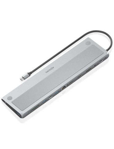 Docking USB Tipo-C Aisens ASUC-12P020-GR/ 2xHDMI 4K/ 3xUSB/ 1xUSB Tipo-C/ 1xRJ45/ 1xDisplayPort/ 1xLector Tarjetas/ 1xUSB Tipo-C 2