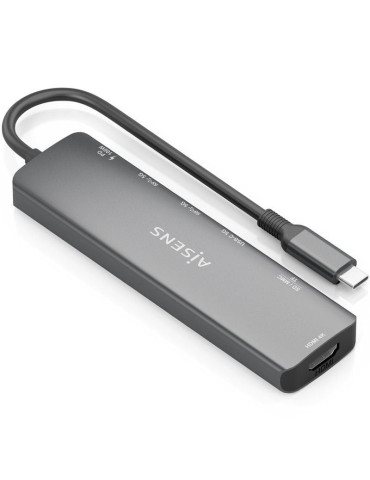 Docking USB Tipo-C Aisens ASUC-7P026-GR/ 1xHDMI 4K/ 2xUSB/ 1xUSB Tipo-C / 1xUSB Tipo-C PD/ 1xLector Tarjetas/ Gris 2