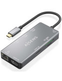 Docking USB Tipo-C Aisens ASUC-9P018-GR/ 2xHDMI 4K/ 3xUSB/ 1xRJ45/ 1xLector Tarjetas/ 1xUSB Tipo-C PD/ Gris