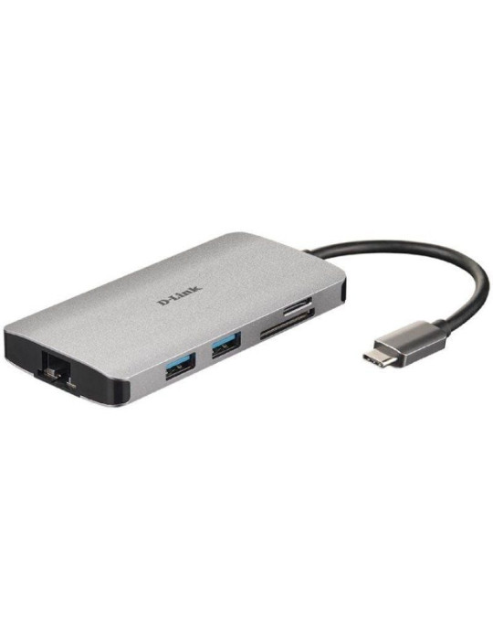 Docking USB Tipo-C D-Link DUB-M810/ 3xUSB/ 1xUSB Tipo-C/ 1xThunderbolt/ 1xHDMI 4K/ 1xRJ45/ 1xLector tarjetas/ Gris