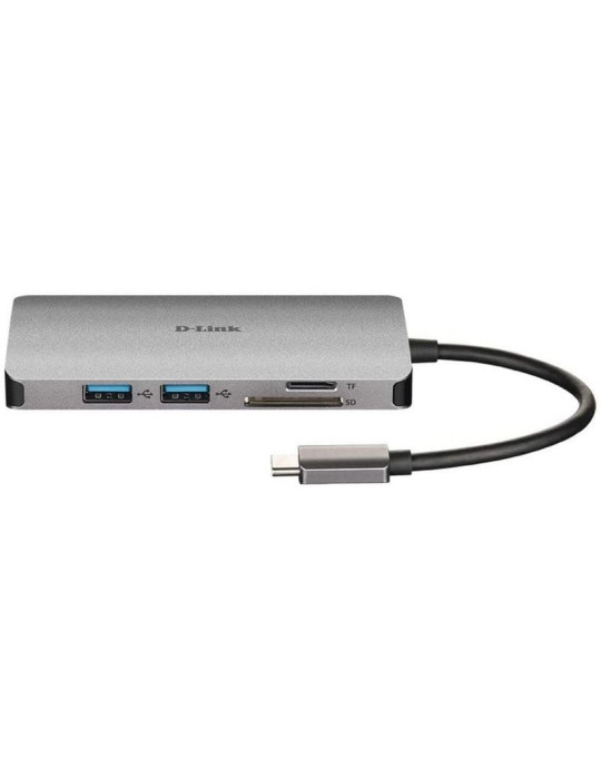 Docking USB Tipo-C D-Link DUB-M810/ 3xUSB/ 1xUSB Tipo-C/ 1xThunderbolt/ 1xHDMI 4K/ 1xRJ45/ 1xLector tarjetas/ Gris