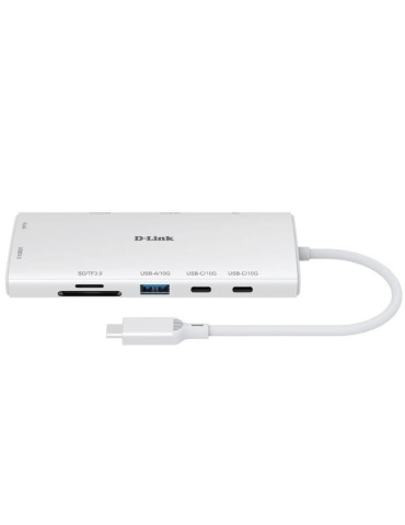 Docking USB Tipo-C D-Link DUP-A01/ 1xUSB/ 2xUSB Tipo-C/ 2xHDMI 4K/ 1xRJ45/ 1xLector de Tarjetas/ 1xUSB Tipo-C PD/ Blanco 2