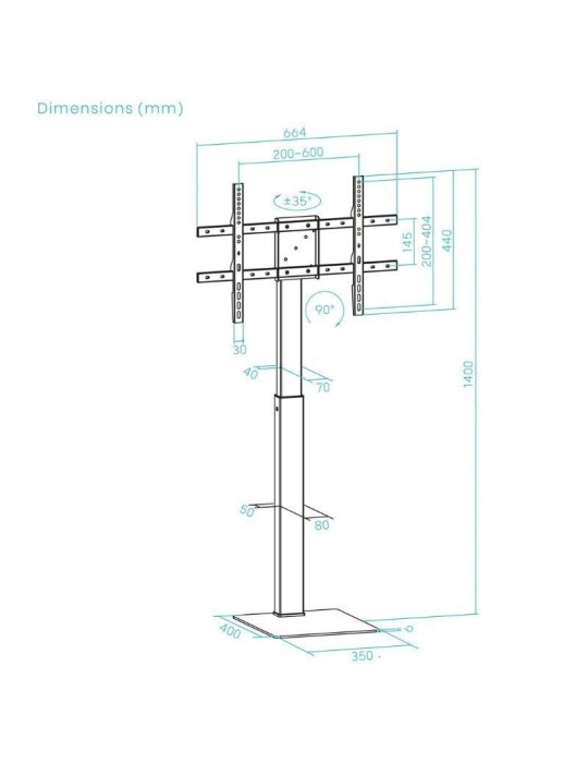 Soporte de Suelo Giratorio/Rotable TooQ FS2286M-B para TV 37-70"/ hasta 40kg