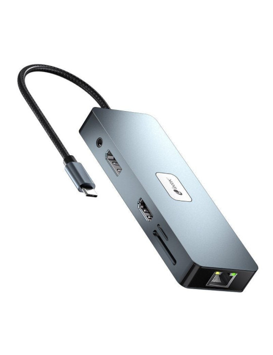 Docking USB Tipo-C Leotec LEDS03/ 3xUSB/ 1xUSB Tipo-C PD/ 1xHDMI 4K/ 1xDisplayPort/ 1xVGA/ 1xAudio/ 1xRJ45/ 1xLector Tarjetas SD