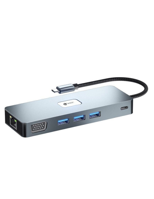 Docking USB Tipo-C Leotec LEDS03/ 3xUSB/ 1xUSB Tipo-C PD/ 1xHDMI 4K/ 1xDisplayPort/ 1xVGA/ 1xAudio/ 1xRJ45/ 1xLector Tarjetas SD