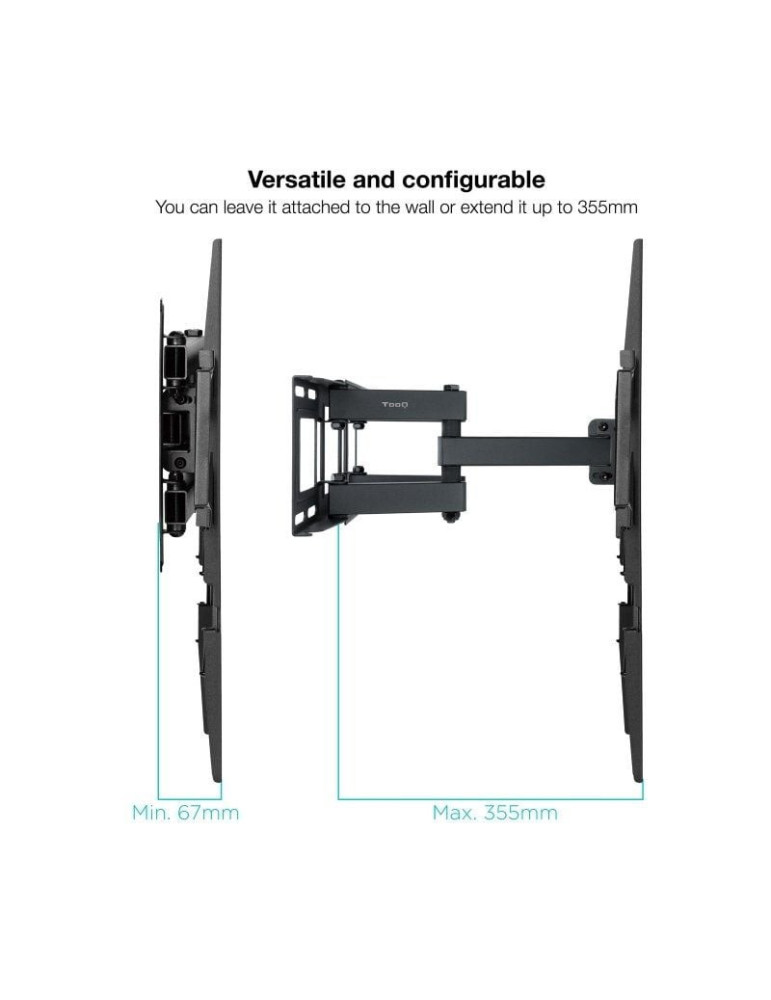 Soporte de Pared Giratorio/ Inclinable/ Nivelable TooQ LP7866TN-B para TV de 37-80"/ hasta 40kg