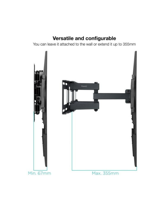 Soporte de Pared Giratorio/ Inclinable/ Nivelable TooQ LP7866TN-B para TV de 37-80"/ hasta 40kg