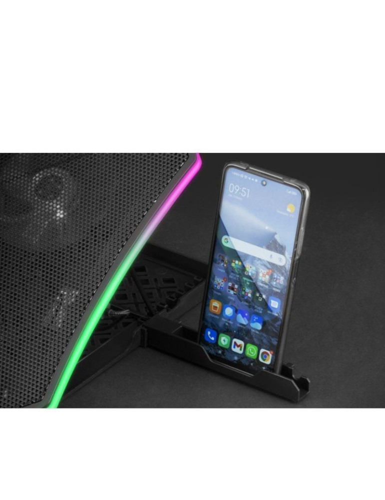 Soporte Refrigerante Mars Gaming MNBC6 para Portátiles hasta 19"/ Iluminación LED