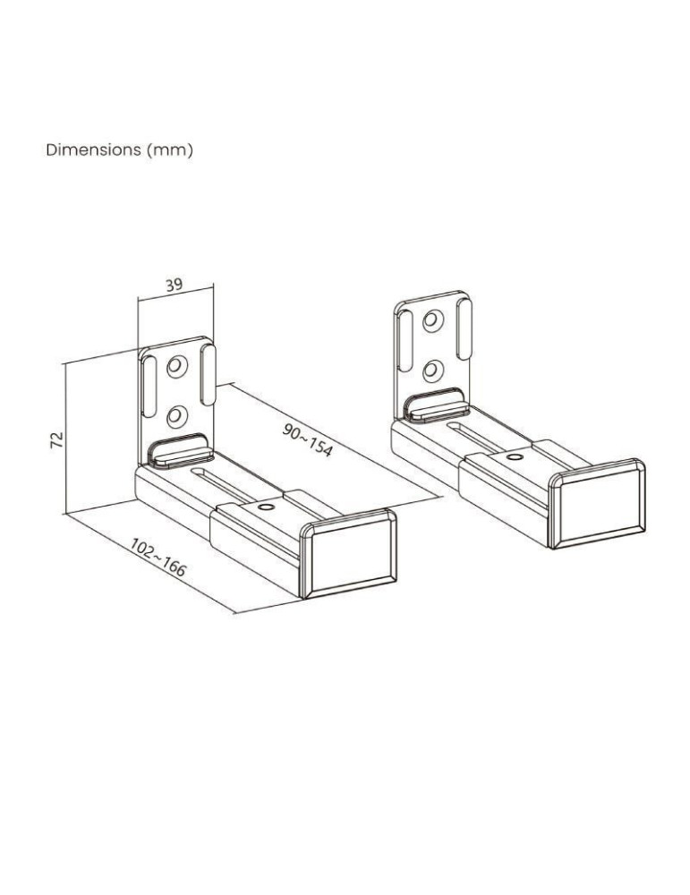 Soporte de Pared Aisens SPK02U-191 para Barra de Sonido/ hasta 15kg