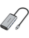 Docking USB Tipo-C Vention TGSHB/ 3xUSB/ 1xHDMI 4K/ 1xVGA/ 1xUSB Tipo-C PD/ Gris