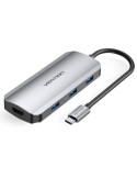 Docking USB Tipo-C Vention TOFHB/ 1xHDMI/ 3xUSB/ 1xUSB Tipo-C/ 1xUSB Tipo-C PD/ Gris