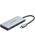 Docking USB Tipo-C Vention TOOHB/ 1xHDMI 4K/ 3xUSB/ 1xLector Tarjetas/ Gris