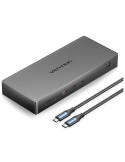 Docking USB Tipo-C Vention TPWH0/ 2xHDMI 4K/ 1xDisplayPort/ 3xUSB/ 2xUSB Tipo-C/ 1xUSB Tipo-C PD/ 1xRJ45/ 1xLector Tarjetas/ Gri