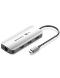 Docking USB Tipo-C Vention TQHHB/ 1xHDMI 4K/ 3xUSB/ 1xUSB Tipo-C PD/ 1xRJ45/ Gris