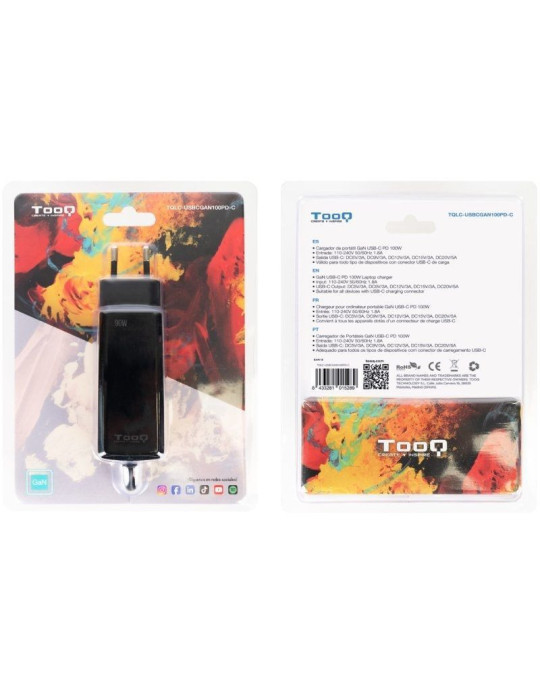 Cargador de Portátil GaN TooQ TQLC-USBCGAN100PD-C USB Tipo-C/ 100W/ Automático/ Voltaje 5-20V