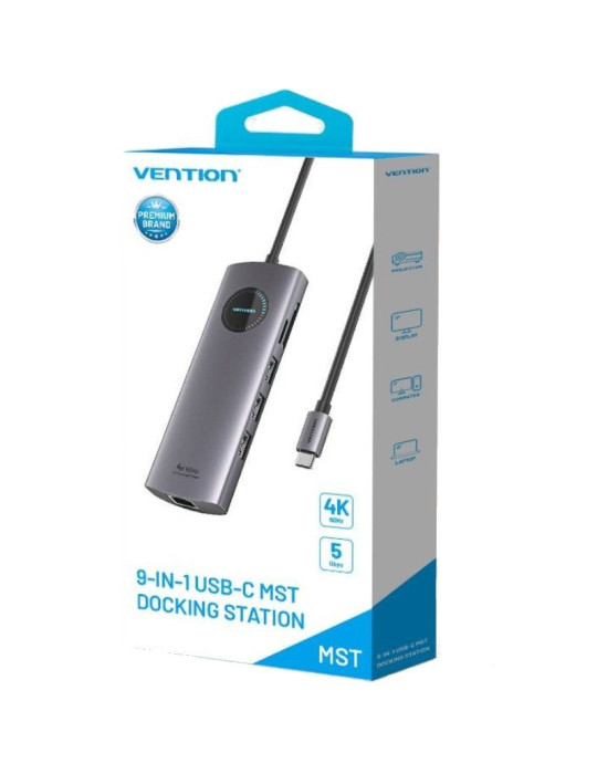 Docking USB Tipo-C Vention TQVHB/ 2xHDMI 4K/ 3xUSB/ 1xRJ45/ 1xLector de Tarjetas/ 1xUSB Tipo-C PD/ Gris