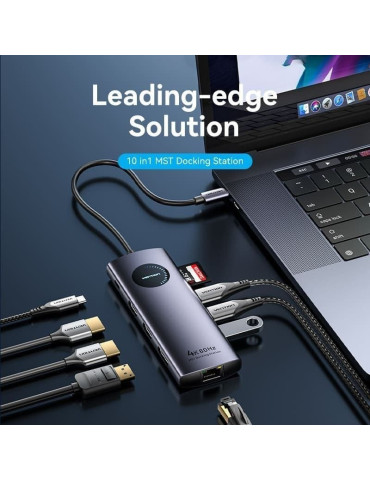Docking USB Tipo-C Vention TQWHB/ 2xHDMI 4K/ 1xDisplayPort/ 3xUSB/ 1xUSB Tipo-C PD/ 1xRJ45/ 1xLector Tarjetas/ Gris 2