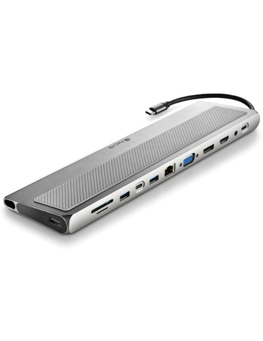 Docking USB Tipo-C NGS WonderDock 12 Pro/ 3xUSB/ 2xHDMI 4K/ 1xVGA/ 1xRJ45/ 1xLector de Tarjetas/ 1xJack 3.5/ 1xUSB Tipo-C PD/ Gr