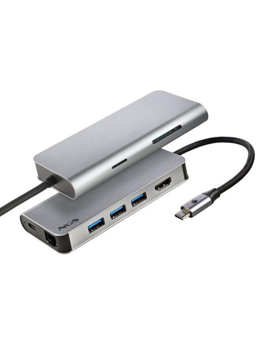 Docking USB Tipo-C NGS WonderDock8/ 3xUSB/ 1xUSB Tipo-C DP/ 1xHDMI 4K/ 1xRJ45/ 1xLector Tarjetas SD