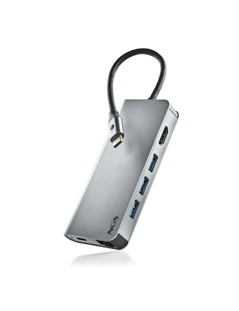 Docking USB Tipo-C NGS WonderDock8/ 3xUSB/ 1xUSB Tipo-C DP/ 1xHDMI 4K/ 1xRJ45/ 1xLector Tarjetas SD