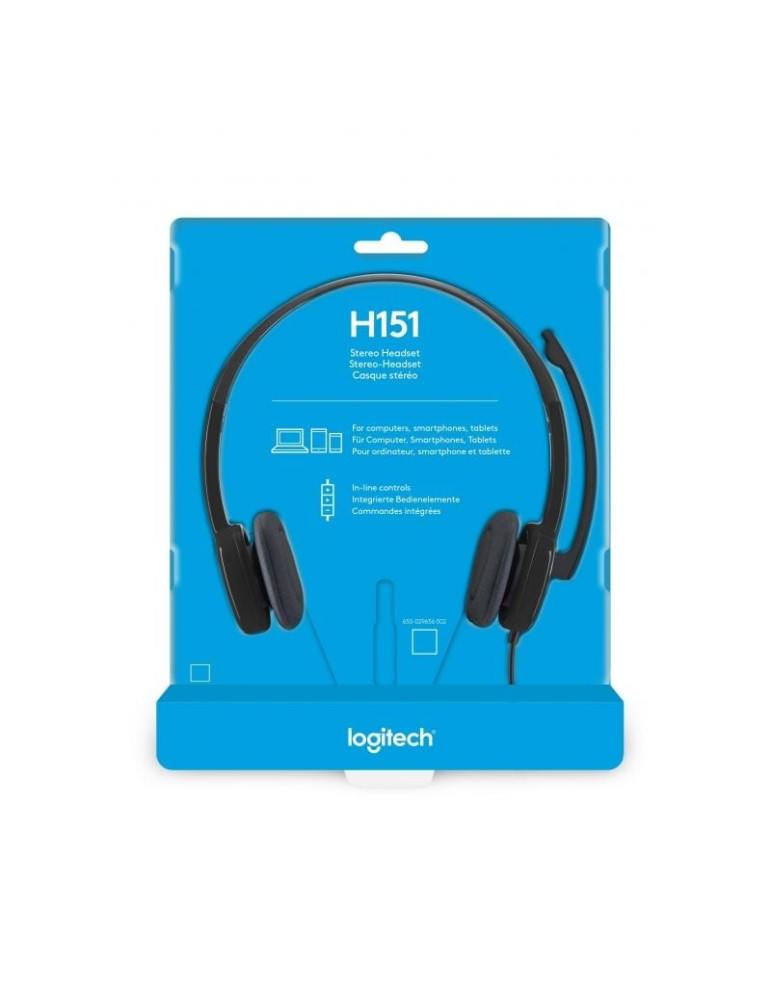 Auriculares Logitech H151/ con Micrófono/ Jack 3.5/ Negros