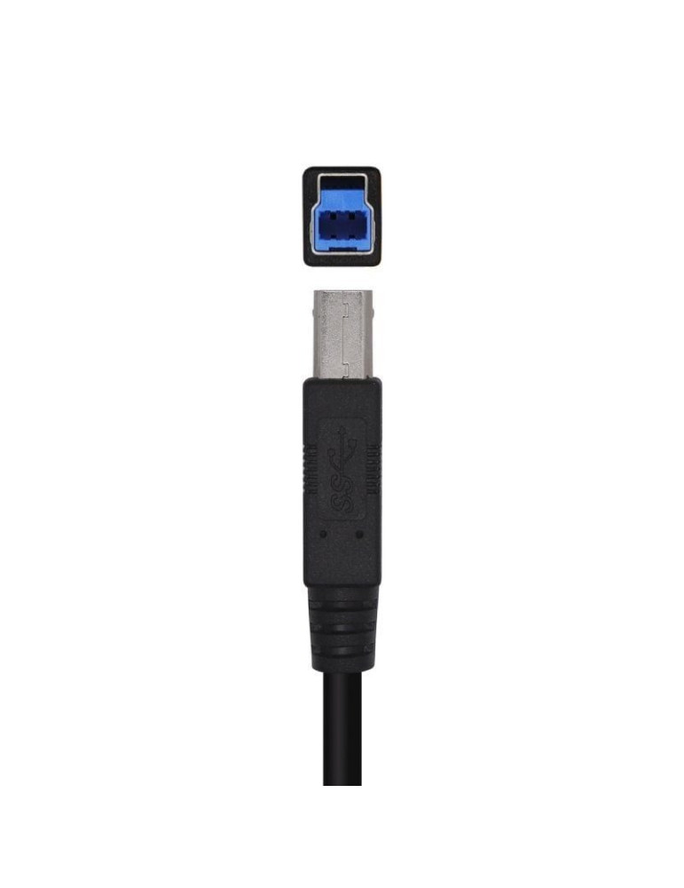 Cable USB 3.0 Impresora Aisens A105-0444/ USB Tipo-B Macho - USB Macho/ 5Gbps/ 2m/ Negro