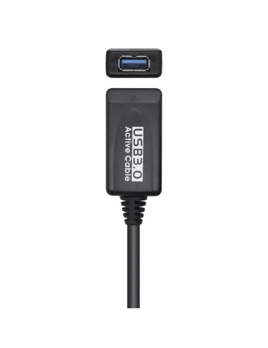 Cable Alargador USB 3.0 con Amplificador Aisens A105-0525/ USB Macho - USB Hembra/ Hasta 9W/ 625Mbps/ 5m/ Negro