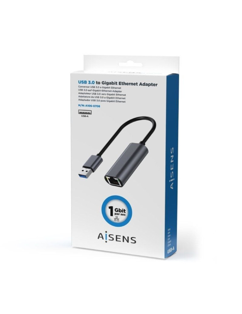 Adaptador USB 3.0 - RJ45 Aisens A106-0708/ 1000Mbps