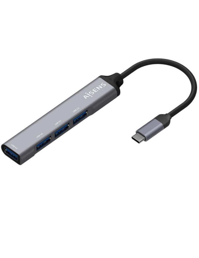 Hub USB Tipo-C Aisens A109-0541/ 4xUSB/ Gris