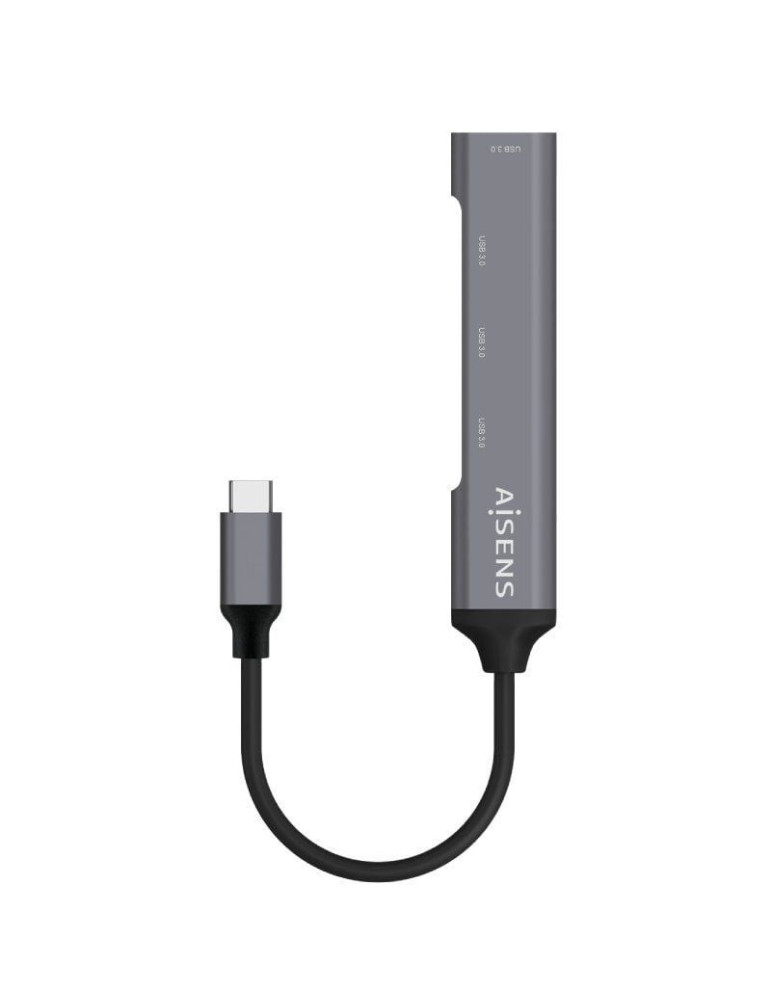Hub USB Tipo-C Aisens A109-0541/ 4xUSB/ Gris