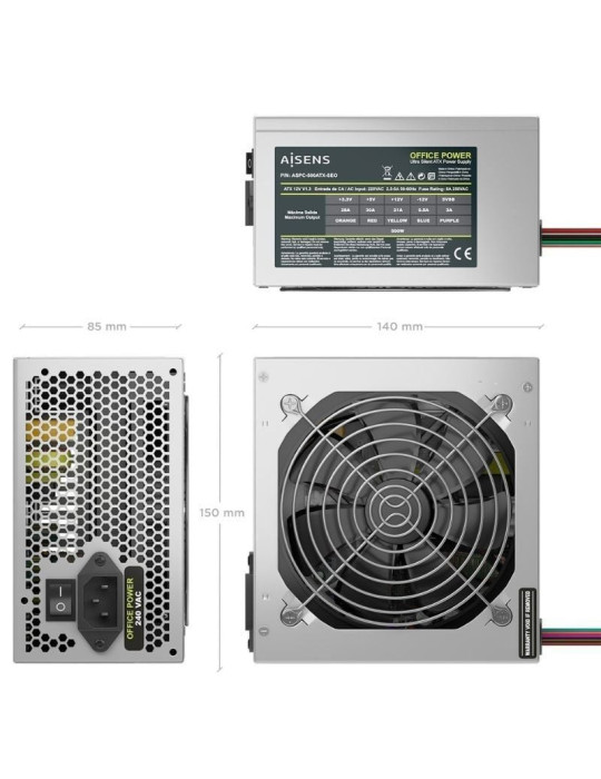 Fuente de Alimentación Aisens ASPC-500ATX-SEO/ 500W/ Ventilador 12cm