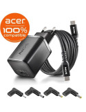 Cargador de Portátil GaN NGS BUD65W-AC para Acer/ 1xUSB Tipo-C/ 65W/ Automático/ 4 Conectores/ Voltaje 5-20V