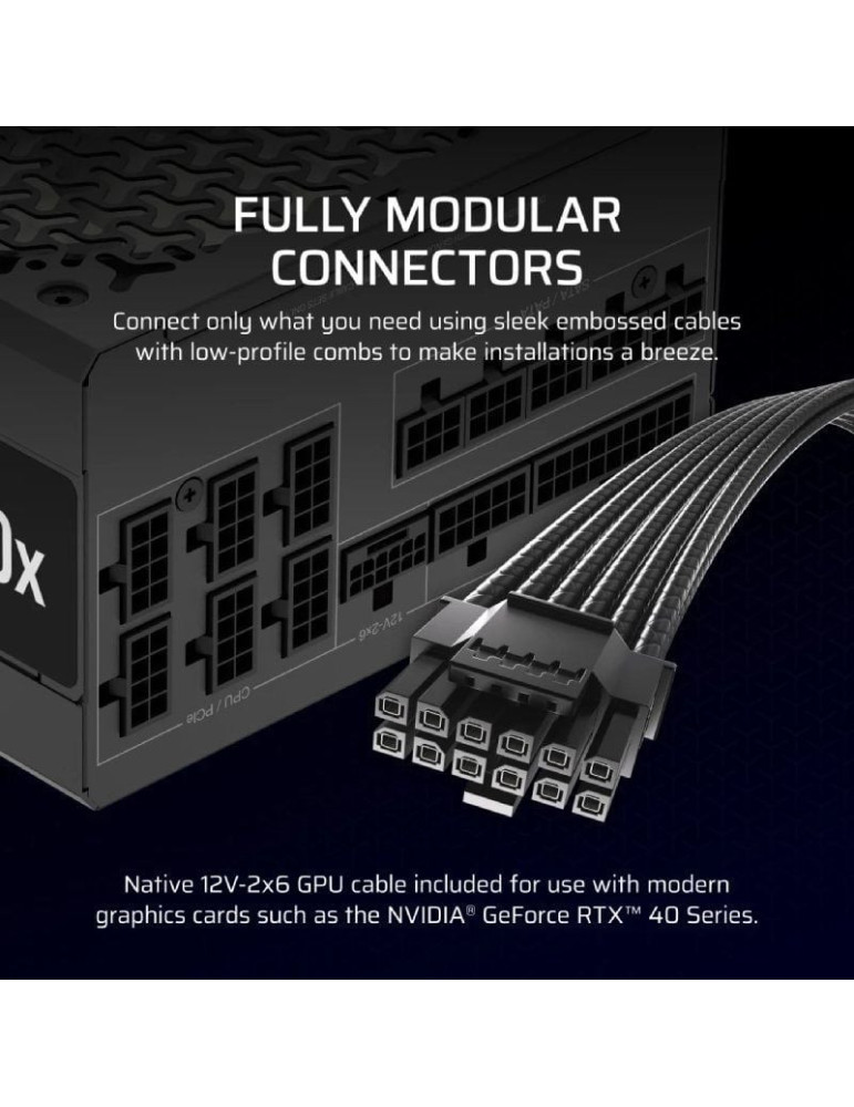 Fuente de Alimentación Corsair RM1000X/ 1000W/ Ventilador 14cm/ Cybenetics Gold