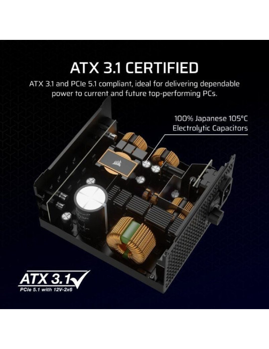 Fuente de Alimentación Corsair RM1000X/ 1000W/ Ventilador 14cm/ Cybenetics Gold