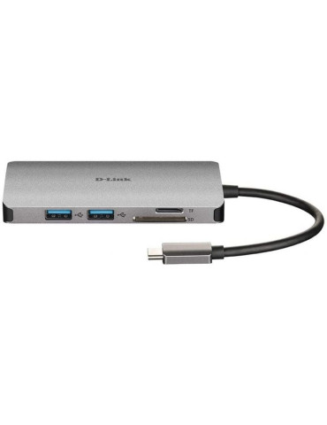 Docking USB Tipo-C D-Link DUB-M810/ 3xUSB/ 1xUSB Tipo-C/ 1xThunderbolt/ 1xHDMI 4K/ 1xRJ45/ 1xLector tarjetas/ Gris 2