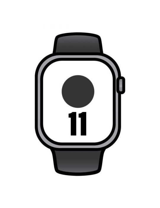 Apple Watch Series 11/ GPS/ Cellular/ 42mm/ Gris Espacial/ Correa Deportiva Negra (S/M)