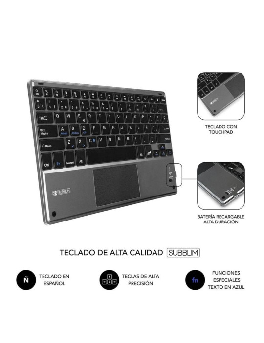 Funda con Teclado Subblim Keytab Pro Bluetooth Touchpad para Tablets de 9.6"-10.8"/ Negra