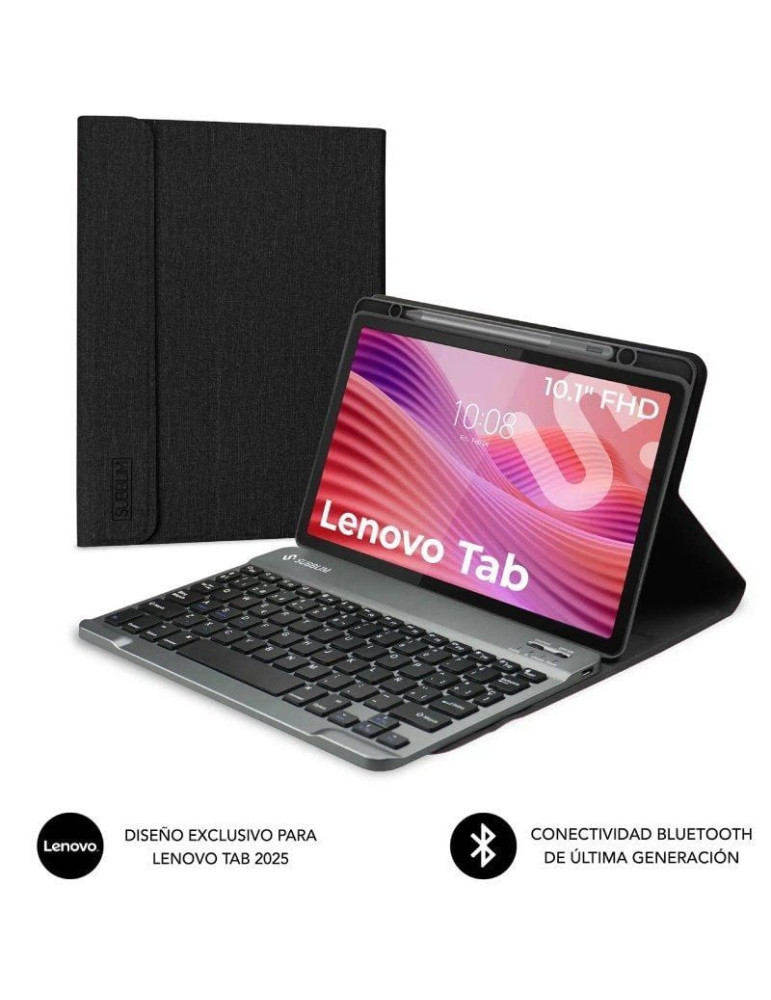 Funda con Teclado Subblim Shock Case Lenovo Tab 10.1" 2025/ Negra