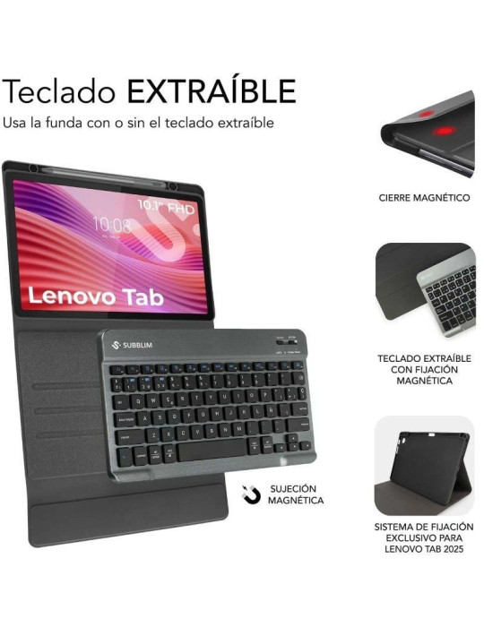 Funda con Teclado Subblim Shock Case Lenovo Tab 10.1" 2025/ Negra