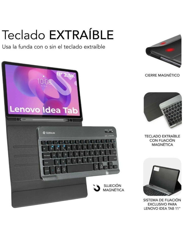 Funda con Teclado Subblim Keytab Pro BT Lenovo Idea Tab 11" 2025/ Negra