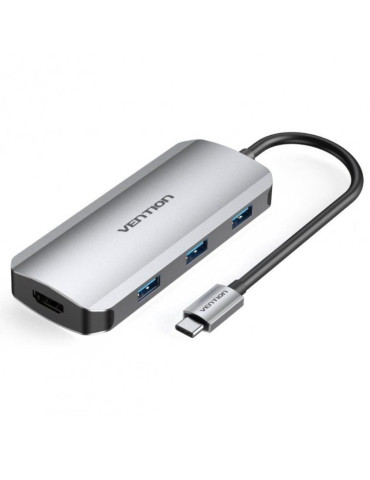 Docking USB Tipo-C Vention TOFHB/ 1xHDMI/ 3xUSB/ 1xUSB Tipo-C/ 1xUSB Tipo-C PD/ Gris