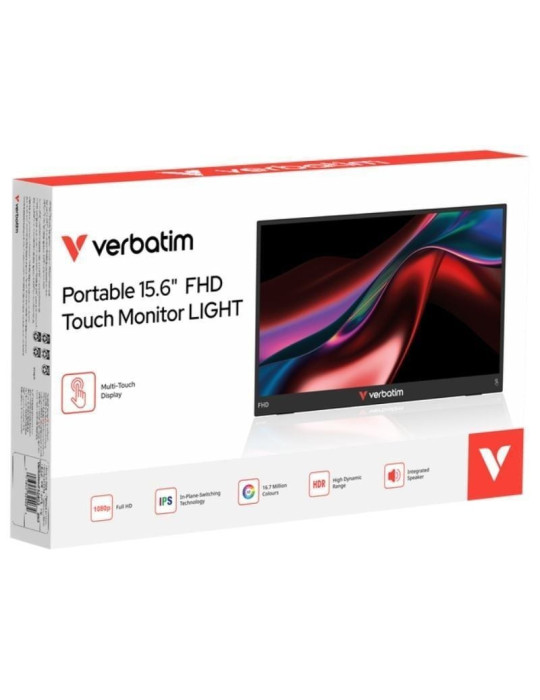Monitor Portátil Táctil Verbatim Touch Light 15.6"/ Full HD/ Multimedia/ Negro