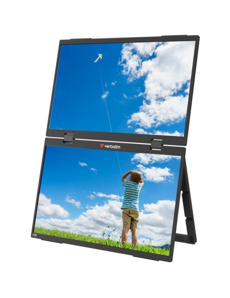 Monitor Portátil Táctil Verbatim Duo Essentials 15.6" + 15.6"/ Full HD/ Multimedia/ Negro